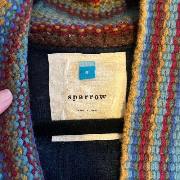 Sparrow by Anthropologie navy faux fur boho coat jacket - Picture 2 of 4